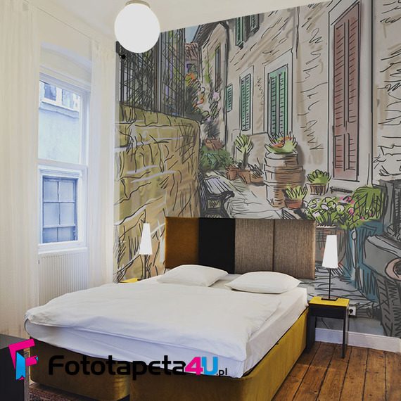 Przytulny-zaulek-w-malym-miasteczku-fototapety-fototapety-do-sypialni-52683933-f4u