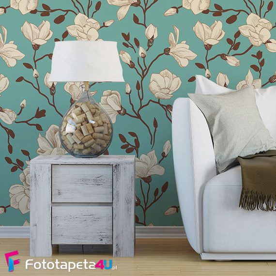 Eleganckie-polaczenie-kwiaty-na-turkusie-fototapety-kwiaty-54494913-f4u