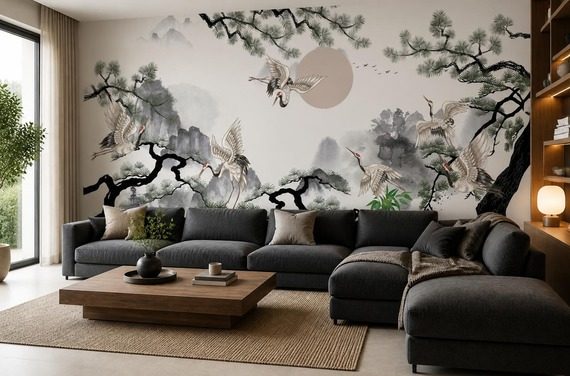 Delikatny-japonski-styl-z-motywem-zurawi-i-sosnowych-galezi-fototapety-fototapety-do-salonu-1720753804-f4u