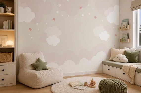 Delikatny-kontrast-pastelowych-chmur-i-gwiazdek-na-jasnym-tle-fototapety-fototapety-do-pokoju-dziecka-561845034-f4u